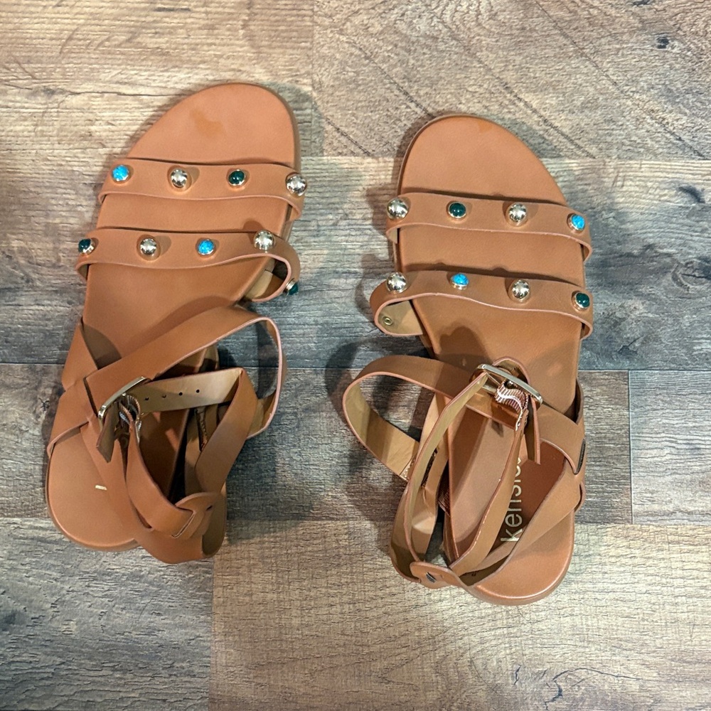 Kensie Brown Studded Sandals